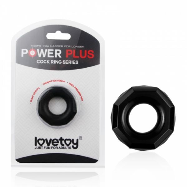 Черное эрекционное кольцо Power Plus без вибрации