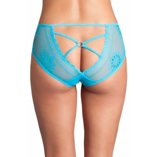 Turquoise Cutout Lace Back Peekaboo Panty